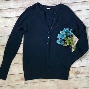 J. Crew Button Front Navy Oversized Sweater
